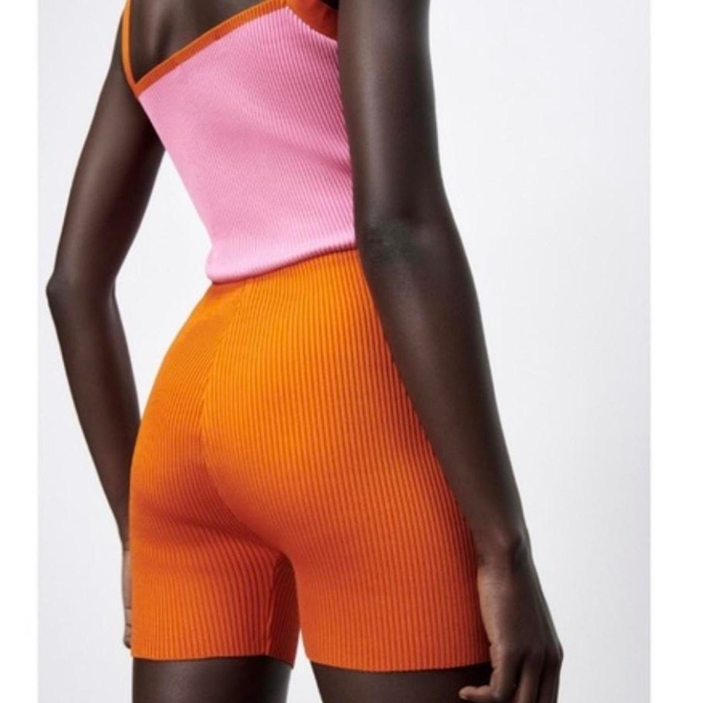 Zara color block ribbed romper TV and bloggers favorite S